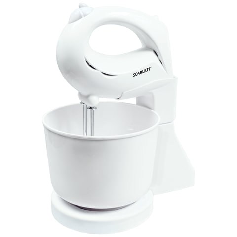 Миксер SCARLETT SC-048, мощность 200 Вт, 7 скоростей, 2 венч, 2 крюка для теста, подст. с чашей