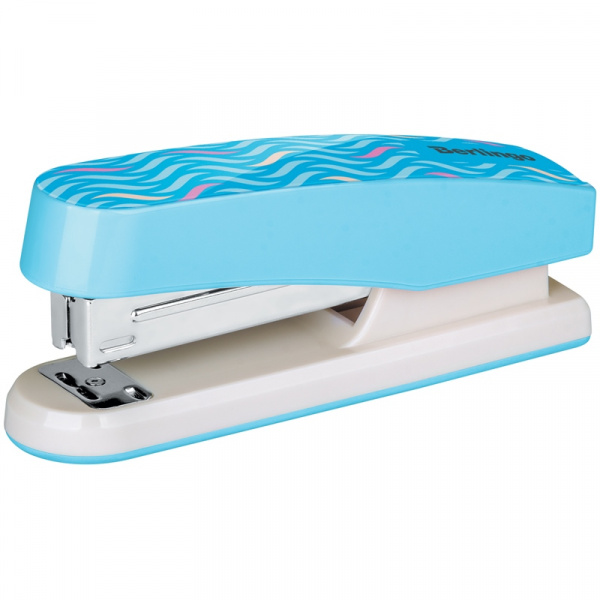 Степлер №24/6, 26/6 Berlingo "Silk Touch", до 20л., пластиковый корпус, голубой H2026