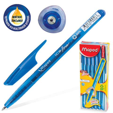 Ручка шариковая масляная MAPED (Франция) "Green Ice Fine", корпус тонированный, трехгранная, 0,6 мм,
