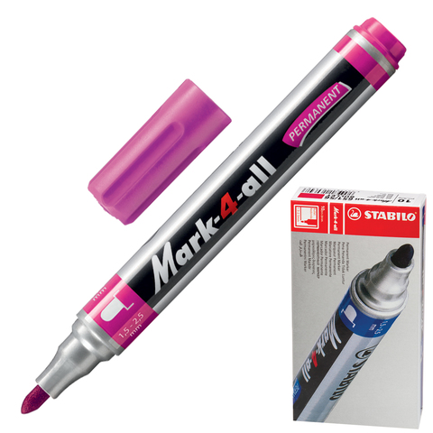 Маркер перманентный STABILO "Mark", пулевидный наконечник 1,5-2,5 мм, розовый, 651/56