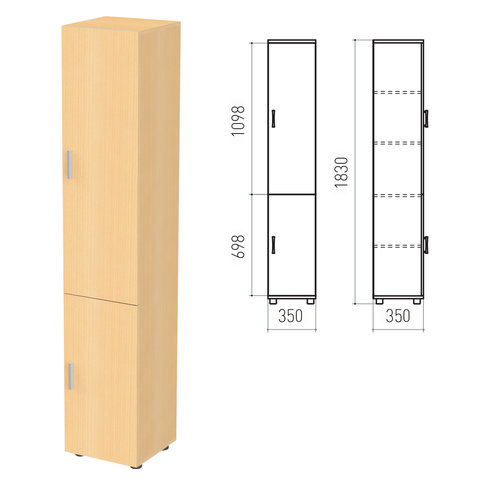 Шкаф закрытый "Канц", 350х350х1830мм, цвет бук (КК32+ДК32+ДК36)