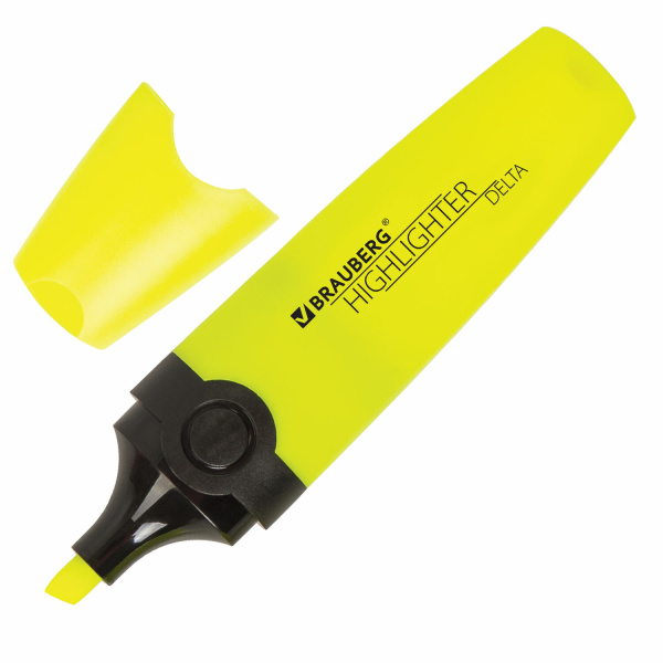 Текстовыделитель BRAUBERG "DELTA", ЖЕЛТЫЙ, линия 1-5 мм, 151719 