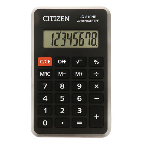 Калькулятор CITIZEN карманный LC-310N, 8 разр., пит. от батарейки, 115х69мм, оригинальный Калькулятор CITIZEN карманный LC-310N, 8 разр., пит. от батарейки, 115х69мм, оригинальный
