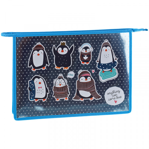 Папка для тетрадей 1 отделение, А4, ArtSpace "Пингвинята", ламинированный картон, конгрев, фольга