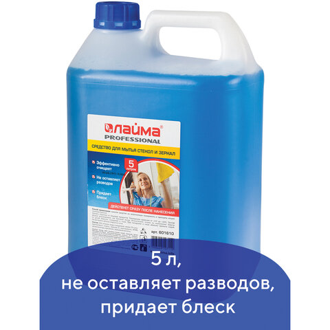 Средство для мытья стекол и зеркал ЛАЙМА PROFESSIONAL 5л, 601610 Средство для мытья стекол и зеркал ЛАЙМА PROFESSIONAL 5л, 601610