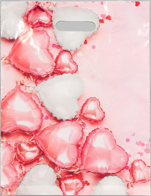 Пакет полиэтиленовый с вырубной, усиленной ручкой, 31 х 40 см, 60 мкм, "С любовью"