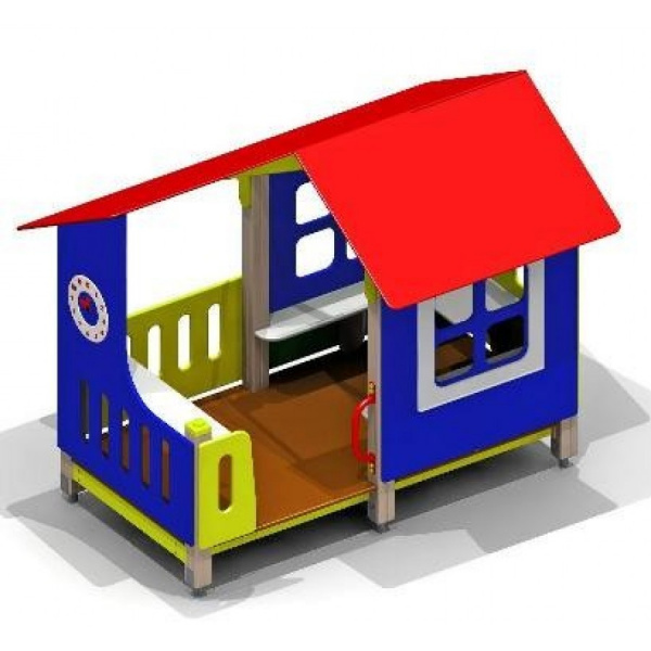 Домик с часами, от 2 лет, деревянный брус, 2425х1720 мм, Н=1940 мм