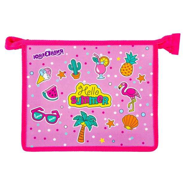 Папка для тетрадей ЮНЛАНДИЯ, А5, 1 отделение, пластик, молния сверху, Лето, 228181