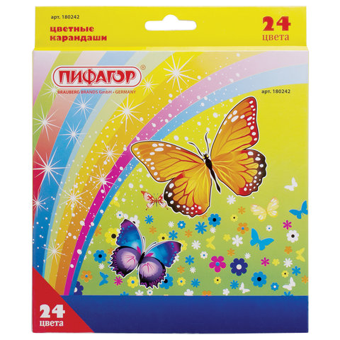 Карандаши цветные 2+2 "Сказочный мир", 24 цв., заточенные