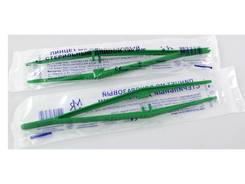 Пинцет одноразовый 18 см. пластик белый