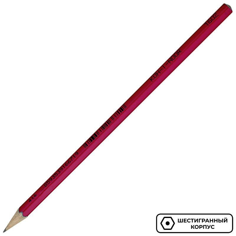 Карандаш чернографитный KOH-I-NOOR, 1 шт., HB, корпус ассорти, без резинки, заточенный,1602/2