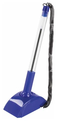 Ручка шариковая настольная BRAUBERG "СТЕНД-ПЕН N2", масляная, на пружинке, корпус прозр/син, синяя