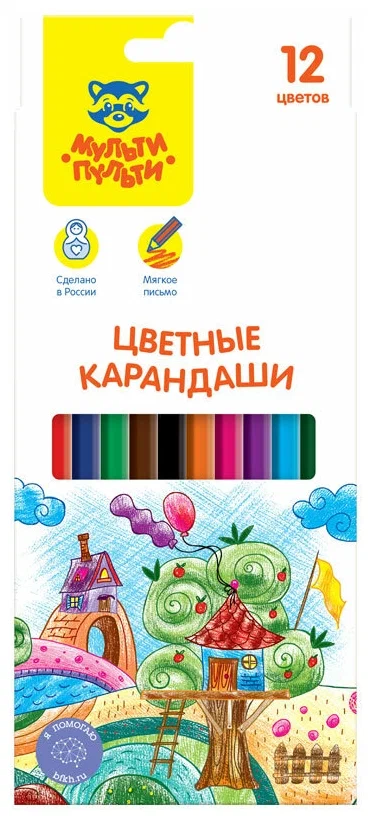 Карандаши Мульти-Пульти "Невероятные приключения" 12цв., заточен., картон, европодвес