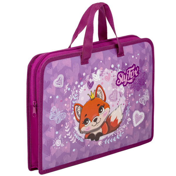 Папка на молнии с ручками ЮНЛАНДИЯ А4, 1 отделение, пластик, ширина 40 мм, Sly fox, 270945