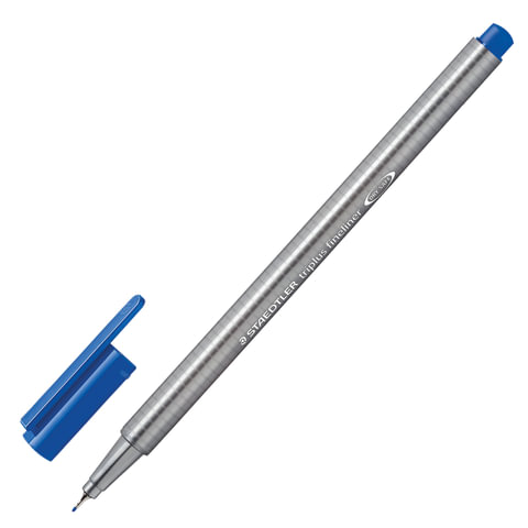 Ручка капиллярная STAEDTLER (Штедлер, Германия), трехгранная, толщина письма 0,3 мм, синий фаянс