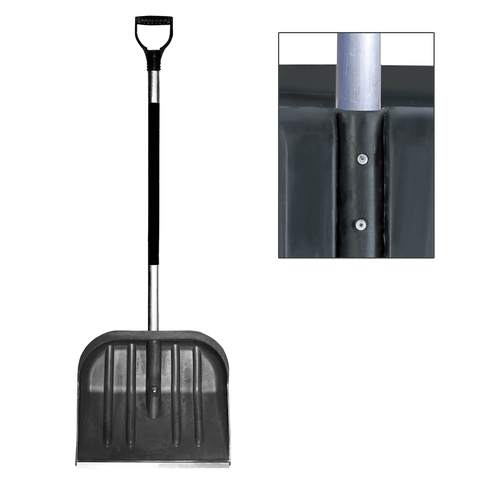 Лопата снегоуборочная пластиковая 46х40см, высота 130см, с алюмин. наконечником и черенком, №2