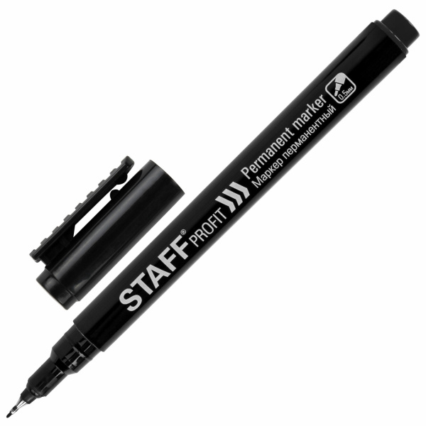 Маркер перманентный STAFF "Profit PM-105", ЧЕРНЫЙ, тонкий металлический наконечник 0,5 мм