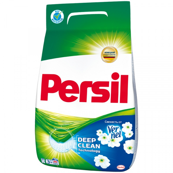Стиральный порошок PERSIL (Персил) автомат 3кг "Свежесть от Vernel", для белого белья