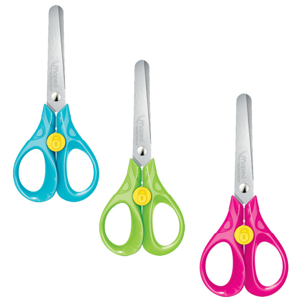 Ножницы MAPED (Франция) «Security 3D», 130 мм, с блокировкой лезвий, цвет ассорти, блистер, 473110