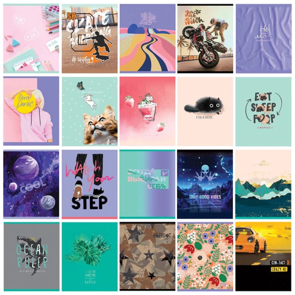 Тетрадь 48л. линия BG "Super Mix-20", 20 дизайнов, эконом