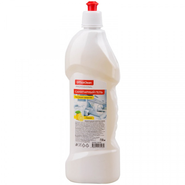 Чистящее средство OfficeClean Professional "Санитарный гель. Лимон", кислота, пуш-пул, 750мл