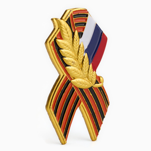 Значок деревянный 9 мая, георгиевская лента 