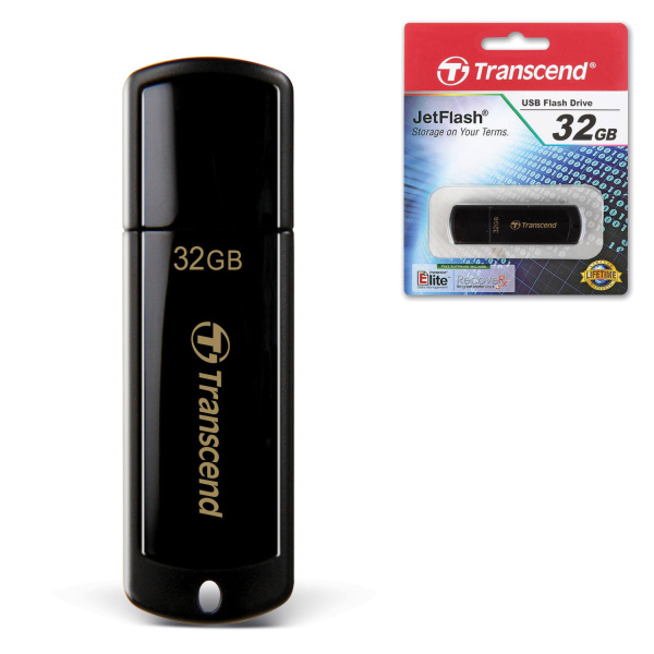 Флэш-диск TRANSCEND 32GB JetFlash 350 USB 2.0, скорость чтения/записи - 15/11 Мб/сек, ЧЕРНЫЙ