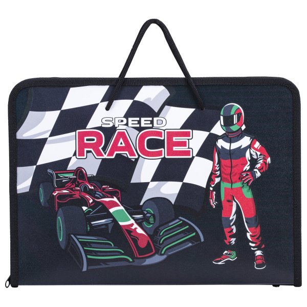 Папка для труда на молнии с ручками ПИФАГОР А4, 1 отделение, пластик, органайзер, Race, 270880