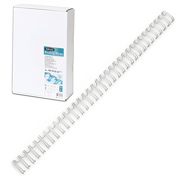 Пружины металл. д/переплета FELLOWES набор 100 шт, 14,3 мм (для сшивания 101-120л) белые, FS-53274