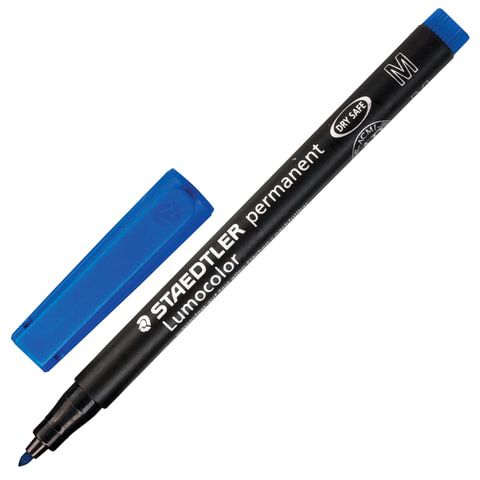 Маркер перманентный (нестираемый) STAEDTLER (Штедлер, Германия) "Lumocolor", круг.након, 1мм, син, 3 Маркер перманентный (нестираемый) STAEDTLER (Штедлер, Германия) "Lumocolor", круг.након, 1мм, син, 3