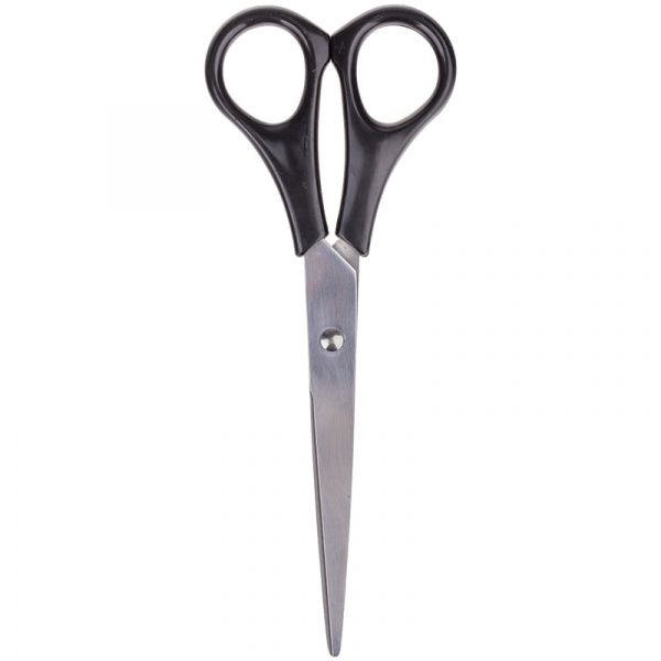 Ножницы OfficeSpace 16,2см, черные ручки, ПВХ чехол с европодвесом, 222428 р