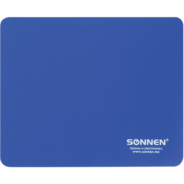 Коврик для мыши SONNEN "BLUE", резина + ткань, 220х180х3 мм, 513308 