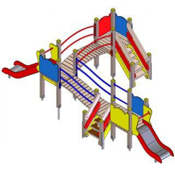 Детский игровой комплекс (3-7 лет) 6570х3660 мм, Н=1900 мм, Н площадок 650, 950 мм