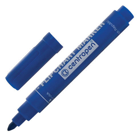 Маркер для флипчарта CENTROPEN, непропитывающий, круглый наконечник 2,5 мм, синий, 8550/1С