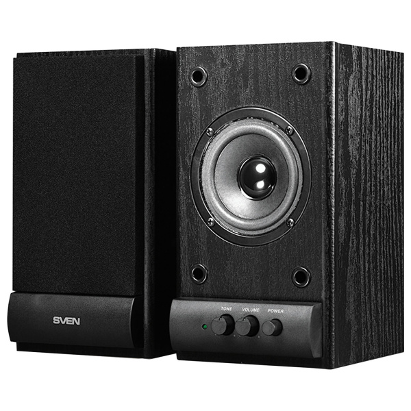 Колонки компьютерные SVEN SPS-607, 2.0, 2х3 Вт, дерево, черные, SV-0120607BL 