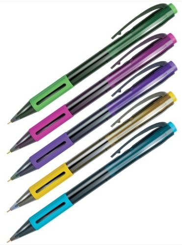 Ручка шариковая автоматическая Berlingo "SI-400 Color" синяя, 0,7мм, грип, корпус ассорти