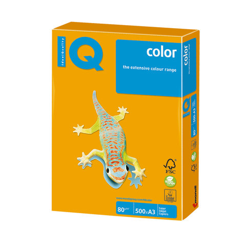 Бумага IQ (АйКью) color, А3, 80 г/м2, 500 л., умеренно-интенсив (тренд) старое золото, AG10