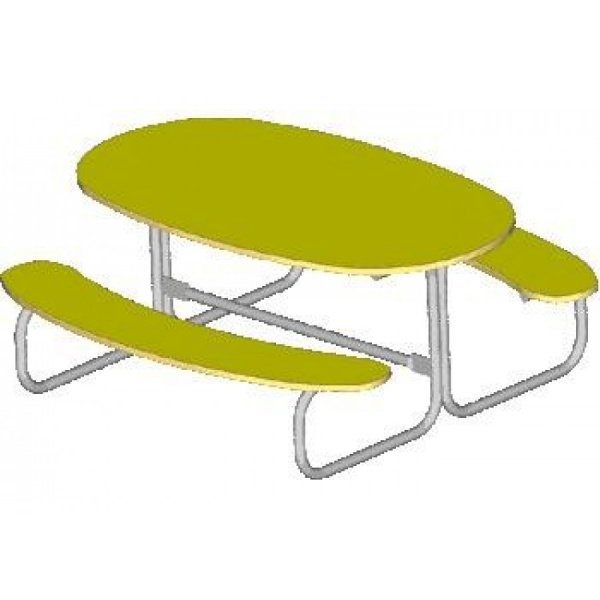 Стол со скамьями детский 1480 х 1190 x 585 мм