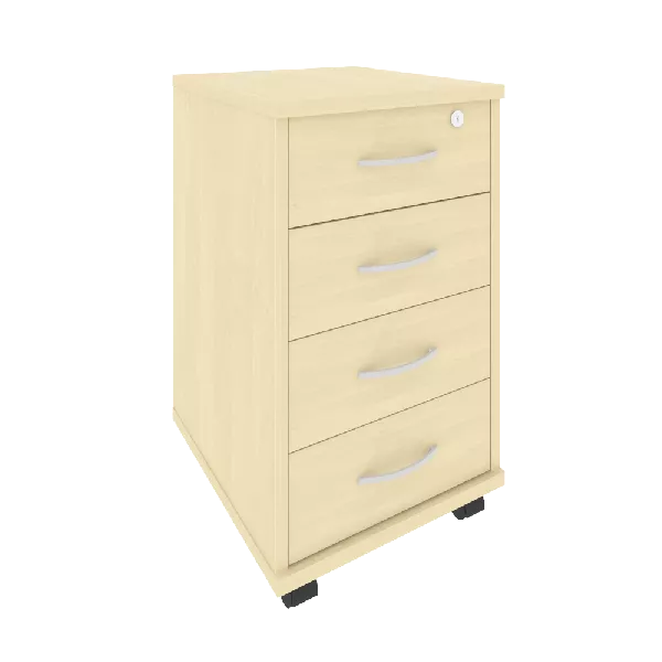 Тумба подкатная с 4 ящиками 426х475х675мм, клен, М327.4