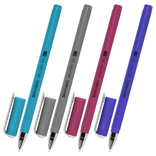 Ручка шариковая BRAUBERG SOFT TOUCH STICK "METALLIC", СИНЯЯ, мягкое покрытие, корпус ассорти, узел 0 Ручка шариковая BRAUBERG SOFT TOUCH STICK "METALLIC", СИНЯЯ, мягкое покрытие, корпус ассорти, узел 0