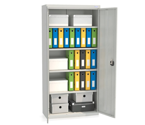 Шкаф сейфовый металлический двухстворчатый с внутренними полками (офисный для документов)