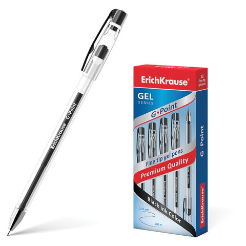 Ручка гелевая ERICH KRAUSE "G-Point", ЧЕРНАЯ, игольчатый узел 0,38 мм, линия письма 0,25 мм, 17628 Ручка гелевая ERICH KRAUSE "G-Point", ЧЕРНАЯ, игольчатый узел 0,38 мм, линия письма 0,25 мм, 17628