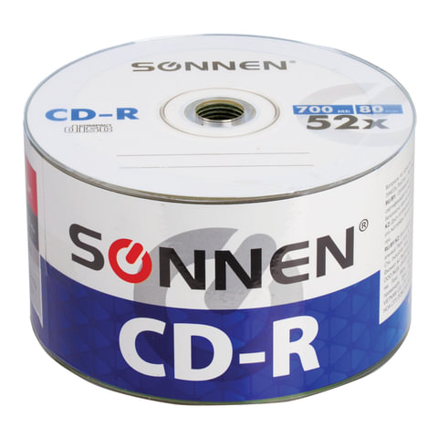 Диски CD-R SONNEN, 700 Mb, 52x, Bulk,  512571