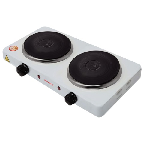 Плитка электрическая SUPRA HS-201, мощность 2000Вт, 2 конфорки, белая 