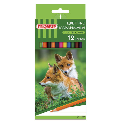 Карандаши цветные ПИФАГОР "ЛЕСНЫЕ ЖИТЕЛИ", 12 цветов, пластиковые, классические заточенные, 181334 Карандаши цветные ПИФАГОР "ЛЕСНЫЕ ЖИТЕЛИ", 12 цветов, пластиковые, классические заточенные, 181334