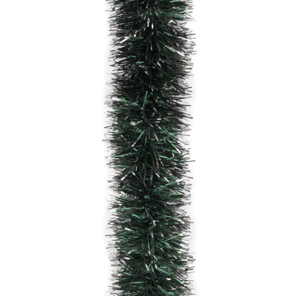 Мишура 1 штука, диаметр 70мм, длина 2м, зеленая с белыми кончиками, Г-237