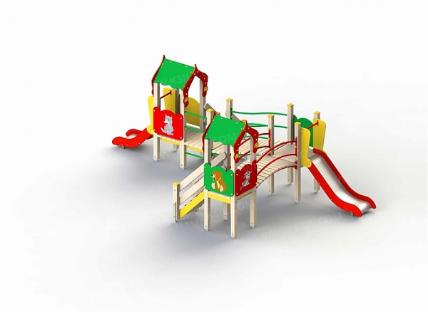 Детский игровой комплекс. Габаритные размеры: 6570х3715 мм, Н=2700 мм, Н площадки 950 мм, 650 мм