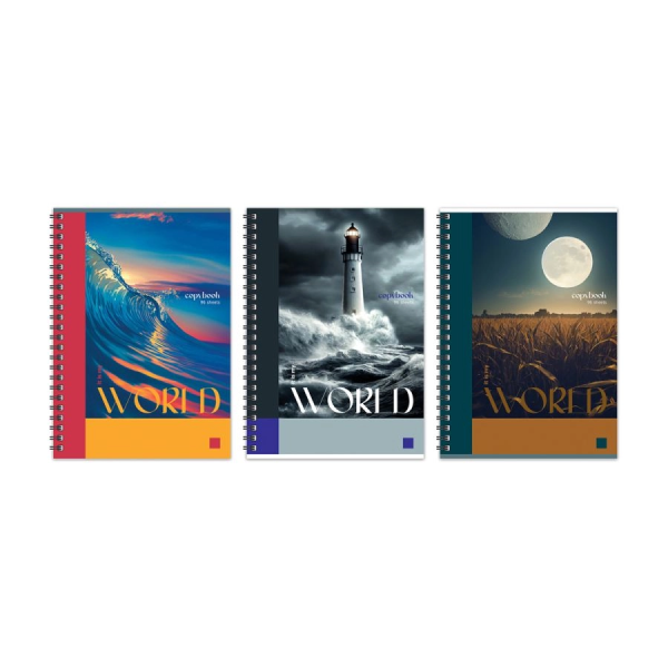 Тетрадь А4 96л. клетка на спирали BG, обложка картон, глянцевая ламинация, "Мой мир"