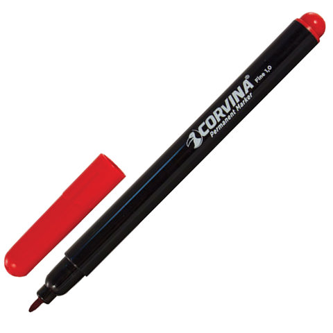 Маркер перманентный (нестираемый) CORVINA, тонкий наконечник 1 мм, КРАСНЫЙ, Италия
