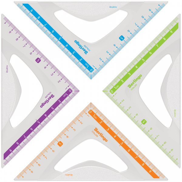 Треугольник 45°, 10см Berlingo "Color", пластиковый, ассорти, европодвес TR_10010